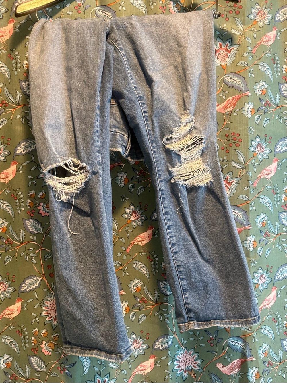 Good American Light Blue Distressed Straight-Leg Jeans